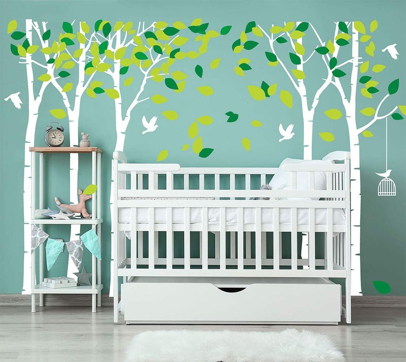 LUCKKYY Giant Jungle Tree Wall Decal Tree Wall Sticker Removable Vinyl Sticker Mural Art Kids Room Nursery Bedroom Living Room Decoration (103.9x70.9) (White) - Image 1